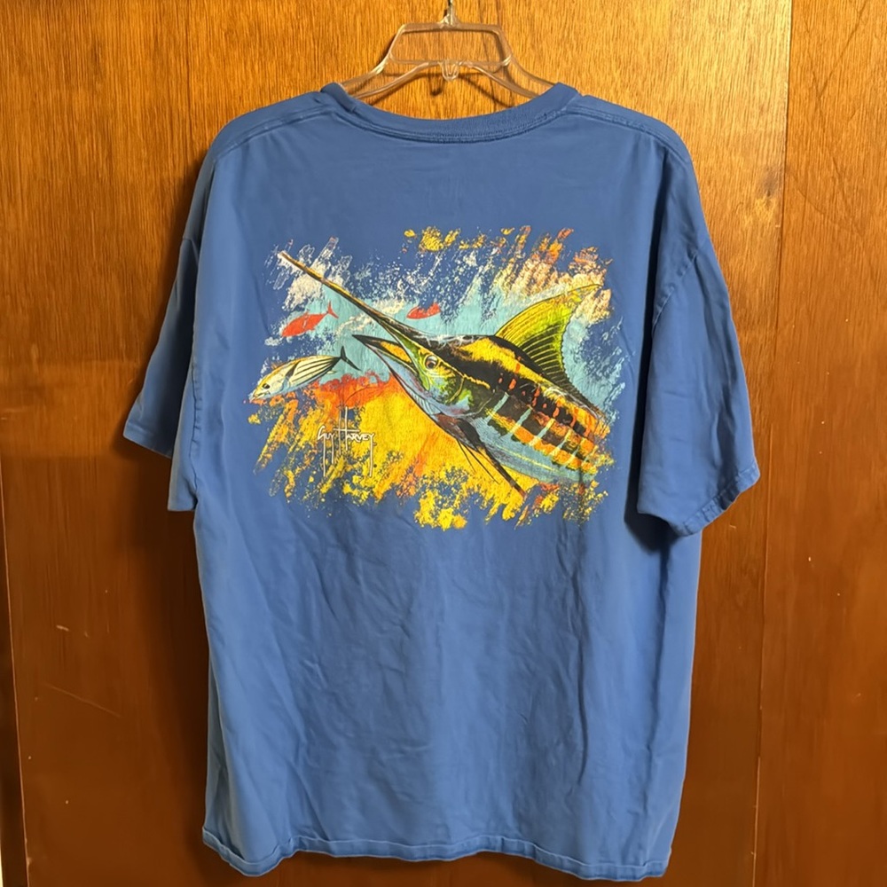 Vintage Guy Harvey Blue Shirt with Fishing Design on back, Men’s XL T-shirt - Picture 2 of 5